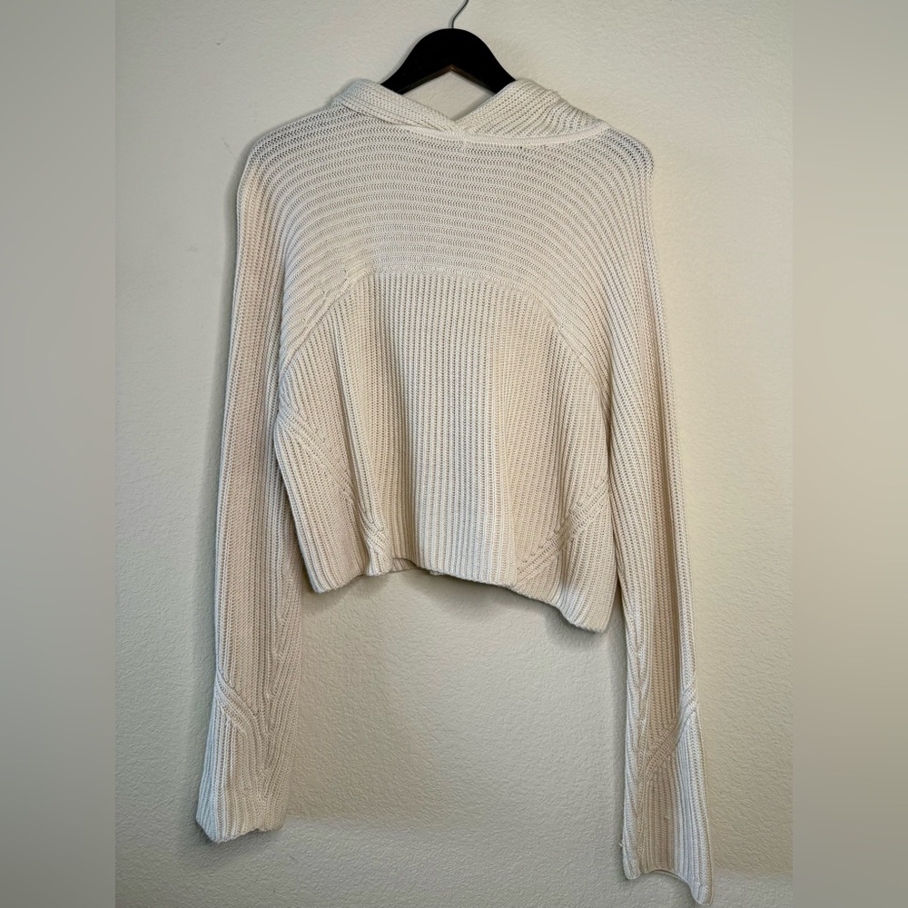 rag & bone Cream Hooded Sweater with Chunky Knit
